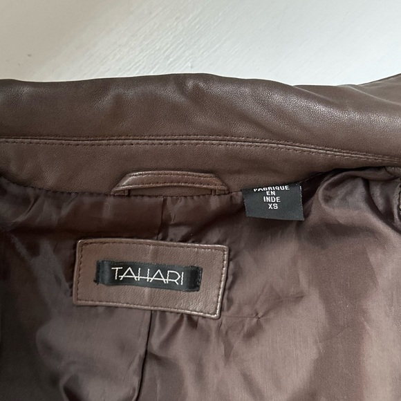 Tahari Chocolate Brown Leather Blazer - Picture 10 of 10